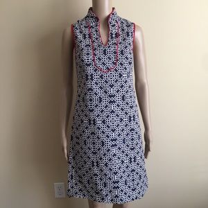 Eliza J 4 Sheath Dress Navy Blue White Lattice Red